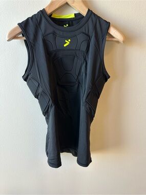 Men’s Sleeveless Protective Base Layer Top - Black with Neon Accent